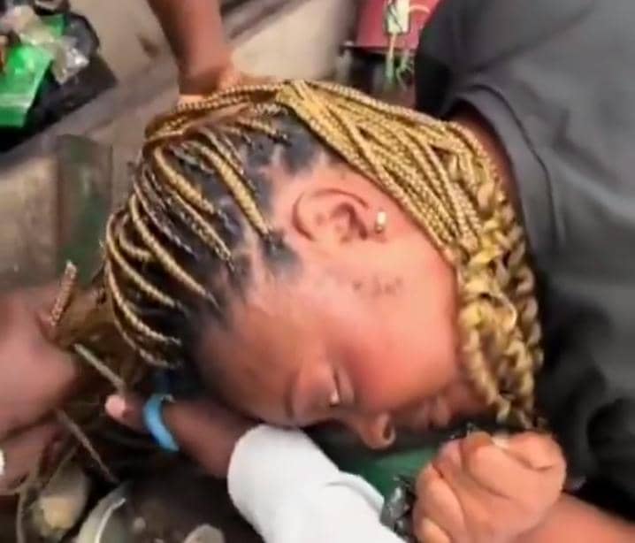 A WOMAN BRAIDED HAIR GOT CAUGHT UP IN A GRINDING MACHINE
